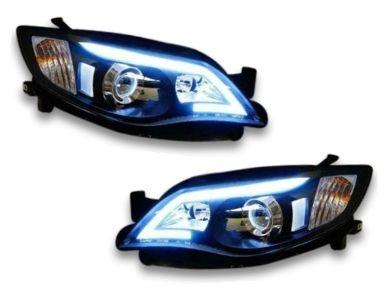 DRL Projector Head Lights for Subaru Impreza WRX  STI  RS - Black (2008 - 2013 Models) - Spoilers And Bodykits Australia