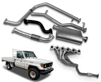 2.5" Stainless Steel Exhaust System with Extractors for 4.2L Non-Turbo Diesel Toyota Landcruiser 75 Series Ute(01/1990 - 01/2002 )-Spoilers and Bodykits Australia