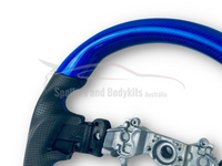 Blue Carbon Fibre & Leather Steering Wheel with Blue Stitching for Subaru WRX STI / Levorg (2015 - 2021) - Spoilers and Bodykits Australia