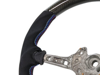 Carbon Fibre & Alcantara Steering Wheel with Blue/Red Stitching for BMW M3 F80 / M4 F82 / F83 (2012 - 2019) - Spoilers and Bodykits Australia