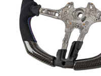 Carbon Fibre & Alcantara Steering Wheel with Blue/Red Stitching for BMW M3 F80 / M4 F82 / F83 (2012 - 2019) - Spoilers and Bodykits Australia