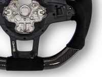 Carbon Fibre & Alcantara Steering Wheel with Red Centre Line & Blue Stitching for Volkswagen Golf 7 / MK7 / 7.5 R / GTI (2014 - 2019) - Spoilers and Bodykits Australia