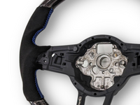 Carbon Fibre & Alcantara Steering Wheel with Red Centre Line & Blue Stitching for Volkswagen Golf 7 / MK7 / 7.5 R / GTI (2014 - 2019) - Spoilers and Bodykits Australia