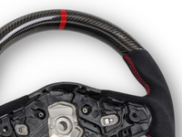 Carbon Fibre & Alcantara Steering Wheel with Red Centre Line & Stitching for Toyota Supra MK5 GR A90 / A91 GT / GTS (2019 - 2024) - Spoilers and Bodykits Australia