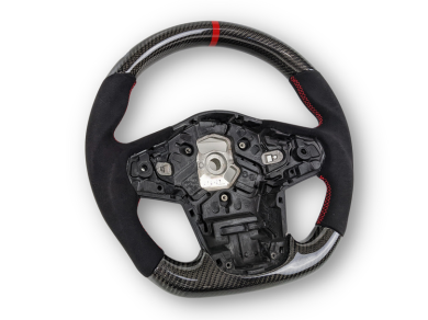 Carbon Fibre & Alcantara Steering Wheel with Red Centre Line & Stitching for Toyota Supra MK5 GR A90 / A91 GT / GTS (2019 - 2024) - Spoilers and Bodykits Australia