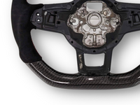 Carbon Fibre & Alcantara Steering Wheel with Red Centre Line & Stitching for Volkswagen Golf 7 / MK7 / 7.5 R / GTI (2014 - 2019) - Spoilers and Bodykits Australia