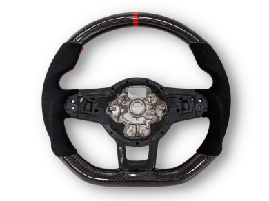 Carbon Fibre & Alcantara Steering Wheel with Red Centre Line & Stitching for Volkswagen Golf 7 / MK7 / 7.5 R / GTI (2014 - 2019) - Spoilers and Bodykits Australia