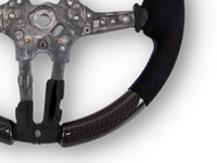Carbon Fibre & Alcantara Steering Wheel with Red/Blue Stitching for BMW M3 F80 / M4 F82 / F83 (2012 - 2019) - Spoilers and Bodykits Australia