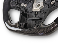 Carbon Fibre & Alcantara Steering Wheel with White Centre Line & Stitching for Toyota Supra MK5 GR A90 / A91 GT / GTS (2019 - 2024) - Spoilers and Bodykits Australia