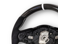 Carbon Fibre & Alcantara Steering Wheel with White Centre Line & Stitching for Toyota Supra MK5 GR A90 / A91 GT / GTS (2019 - 2024) - Spoilers and Bodykits Australia