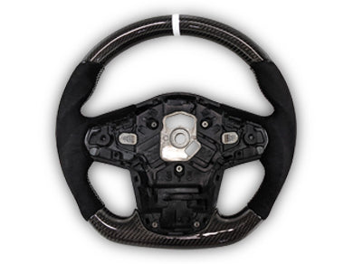 Carbon Fibre & Alcantara Steering Wheel with White Centre Line & Stitching for Toyota Supra MK5 GR A90 / A91 GT / GTS (2019 - 2024) - Spoilers and Bodykits Australia