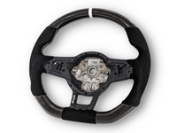 Carbon Fibre & Alcantara Steering Wheel with White Centre Line & Stitching for Volkswagen Golf 7 / MK7 / 7.5 R / GTI (2014 - 2019) - Spoilers and Bodykits Australia