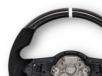 Carbon Fibre & Alcantara Steering Wheel with White Centre Line & Stitching for Volkswagen Golf 7 / MK7 / 7.5 R / GTI (2014 - 2019) - Spoilers and Bodykits Australia