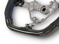 Carbon Fibre & Leather Steering Wheel with Blue Centre Line & Stitching for Toyota 86 / Subaru BRZ (2017 - 2023+) - Spoilers and Bodykits Australia