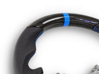 Carbon Fibre & Leather Steering Wheel with Blue Centre Line & Stitching for Toyota 86 / Subaru BRZ (2017 - 2023+) - Spoilers and Bodykits Australia