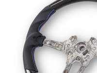 Carbon Fibre & Leather Steering Wheel with Blue/Red Stitching for BMW M3 F80 / M4 F82 / F83 (2012 - 2019) - Spoilers and Bodykits Australia