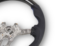 Carbon Fibre & Leather Steering Wheel with Blue/Red Stitching for BMW M3 F80 / M4 F82 / F83 (2012 - 2019) - Spoilers and Bodykits Australia