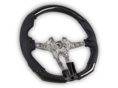 Carbon Fibre & Leather Steering Wheel with Blue/Red Stitching for BMW M3 F80 / M4 F82 / F83 (2012 - 2019) - Spoilers and Bodykits Australia