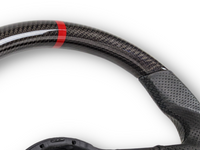 Carbon Fibre & Leather Steering Wheel with Red Centre Line & Black Stitching for Volkswagen Golf 7 / MK7 / 7.5 R / GTI (2014 - 2019) - Spoilers and Bodykits Australia