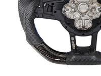 Carbon Fibre & Leather Steering Wheel with Red Centre Line & Blue Stitching for Volkswagen Golf 7 / MK7 / 7.5 R / GTI (2014 - 2019) - Spoilers and Bodykits Australia