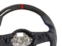 Carbon Fibre & Leather Steering Wheel with Red Centre Line & Blue Stitching for Volkswagen Golf 7 / MK7 / 7.5 R / GTI (2014 - 2019) - Spoilers and Bodykits Australia