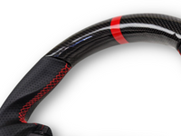 Carbon Fibre & Leather Steering Wheel with Red Centre Line & Stitching for Nissan 370Z (2008 Onwards) - Spoilers and Bodykits Australia