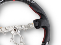 Carbon Fibre & Leather Steering Wheel with Red Centre Line & Stitching for Nissan 370Z (2008 Onwards) - Spoilers and Bodykits Australia