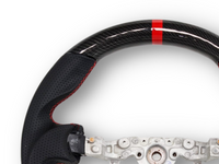 Carbon Fibre & Leather Steering Wheel with Red Centre Line & Stitching for Nissan 370Z (2008 Onwards) - Spoilers and Bodykits Australia