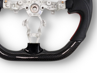 Carbon Fibre & Leather Steering Wheel with Red Centre Line & Stitching for Nissan 370Z (2008 Onwards) - Spoilers and Bodykits Australia