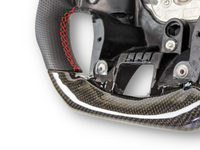 Carbon Fibre & Leather Steering Wheel with Red Centre Line & Stitching for PX2 / PX3 Ford Ranger / Wildtrak (2015 - 2021) - Spoilers and Bodykits Australia