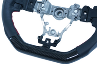 Carbon Fibre & Leather Steering Wheel with Red Centre Line & Stitching for Subaru WRX STI / Levorg (2015 - 2021) - Spoilers and Bodykits Australia