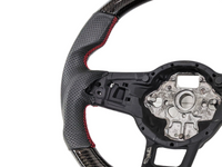 Carbon Fibre & Leather Steering Wheel with Red Centre Line & Stitching for Volkswagen Golf 7 / MK7 / 7.5 R / GTI (2014 - 2019) - Spoilers and Bodykits Australia
