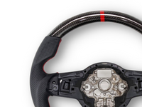 Carbon Fibre & Leather Steering Wheel with Red Centre Line & Stitching for Volkswagen Golf 7 / MK7 / 7.5 R / GTI (2014 - 2019) - Spoilers and Bodykits Australia