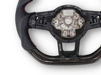 Carbon Fibre & Leather Steering Wheel with Red Centre Line & Stitching for Volkswagen Golf 7 / MK7 / 7.5 R / GTI (2014 - 2019) - Spoilers and Bodykits Australia
