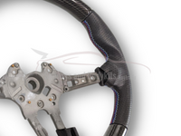 Carbon Fibre & Leather Steering Wheel with Red/Blue Stitching for BMW M3 F80 / M4 F82 / F83 (2012 - 2019) - Spoilers and Bodykits Australia