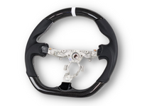 Carbon Fibre & Leather Steering Wheel with White Centre Line & Stitching for Nissan 370Z (2008 Onwards) - Spoilers and Bodykits Australia