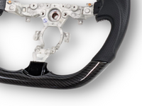 Carbon Fibre & Leather Steering Wheel with White Centre Line & Stitching for Nissan 370Z (2008 Onwards) - Spoilers and Bodykits Australia