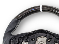 Carbon Fibre & Leather Steering Wheel with White Centre Line & Stitching for Toyota Supra MK5 GR A90 / A91 GT / GTS (2019 - 2024) - Spoilers and Bodykits Australia