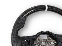 Carbon Fibre & Leather Steering Wheel with White Centre Line & Stitching for Volkswagen Golf 7 / MK7 / 7.5 R / GTI (2014 - 2019) - Spoilers and Bodykits Australia