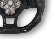 Carbon Fibre & Leather Steering Wheel with White Centre Line & Stitching for Volkswagen Golf 7 / MK7 / 7.5 R / GTI (2014 - 2019) - Spoilers and Bodykits Australia