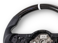 Carbon Fibre & Leather Steering Wheel with White Centre Line & Stitching for Volkswagen Golf 7 / MK7 / 7.5 R / GTI (2014 - 2019) - Spoilers and Bodykits Australia