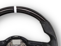 Carbon Fibre & Leather Steering Wheel with White Centre Line & Stitching for Volkswagen Golf 7 / MK7 / 7.5 R / GTI (2014 - 2019) - Spoilers and Bodykits Australia