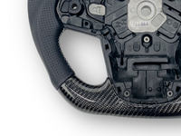 Carbon Fibre & Leather Steering Wheel with White Stitching for Toyota Supra MK5 GR A90 / A91 GT / GTS (2019 - 2024) - Spoilers and Bodykits Australia