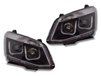 DRL LED HALO Projector Head Lights for Isuzu D-MAX - Black (2012 - 2016 Models) - Spoilers and Bodykits Australia