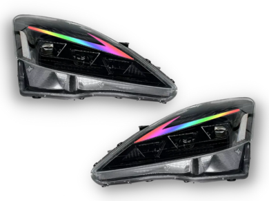 DRL LED RGB Projector Head Lights with Sequential Indicators for Lexus IS250  IS350  ISF (2005 - 2012 Models) - Spoilers And Bodykits Australia