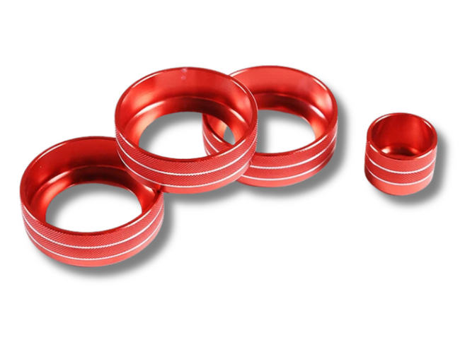 Dashboard & Side Mirror Button Ring Trims x4 for Toyota 86 / Subaru BRZ - Alloy - Red (2017 - 2020)-Spoilers and Bodykits Australia