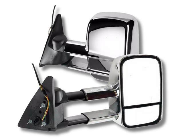 Extendable Towing Mirrors for 100 Series Toyota Landcruiser - Chrome - Electric Mirror - Pair (1998 - 2007)-Spoilers and Bodykits Australia