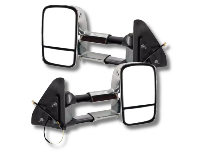 Extendable Towing Mirrors for 120 Series Toyota Prado - Chrome - Pair (2002 - 2009)-Spoilers and Bodykits Australia