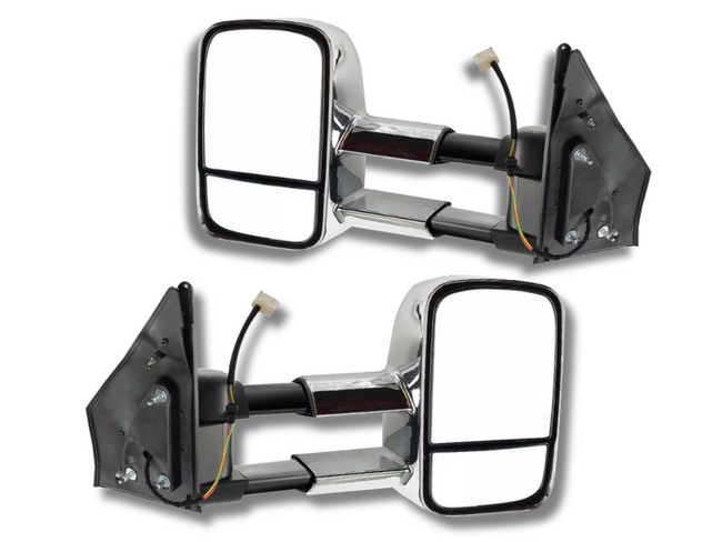 Extendable Towing Mirrors for 200 Series Toyota Landcruiser - Chrome - Pair (Without Indicators)-Spoilers and Bodykits Australia
