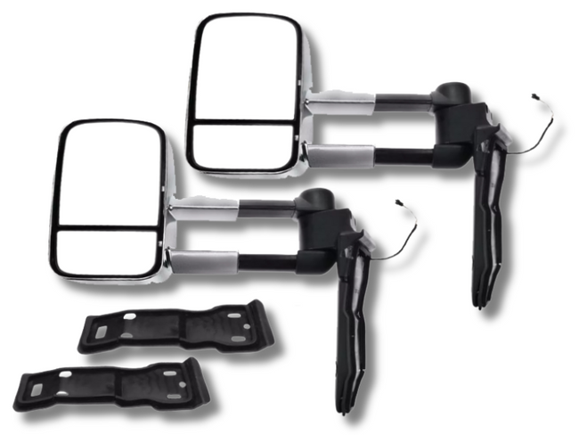 Extendable Towing Mirrors for 70 / 75 / 78 / 79 Series Toyota Landcruiser - Chrome - Pair (1984 - 2019)-Spoilers and Bodykits Australia